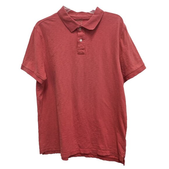 J.Crew Mens Polo Shirt Large Coral Short Sleeve 1/4 Button Preppy Casual - Picture 1 of 7